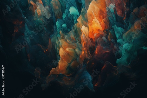 abstract textured backdrop with blue, green, and orange tones. Generative AI