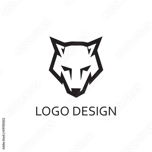 simple black wolf head for logo company design
