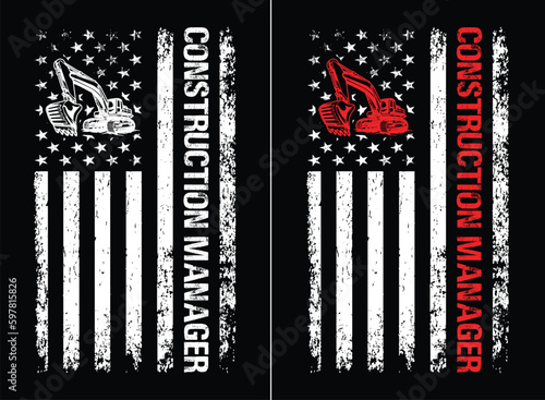 Construction Manager 4th Of  July Design