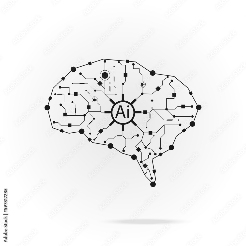 Digital abstract and future technology brain on white background