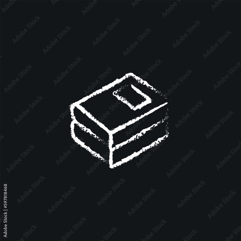 Obraz premium Stack of books linear chalk icon. Hand drawing effect. Vector isolated black illustration