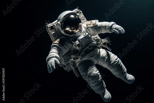 An astronaut floating in space, isolated on a white background. Generative AI