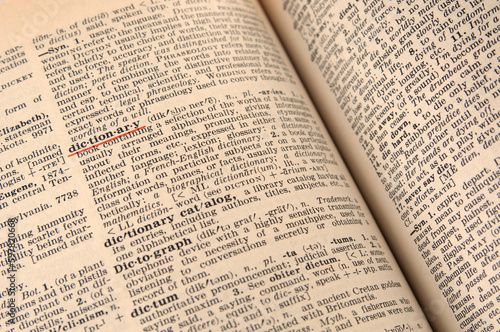  Dictionary page close up with underlined word photo