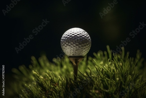 A golf ball sits atop a tee. Generative AI