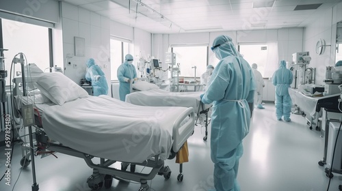 A team of healthcare professionals from different backgrounds and specialties gathered around a patient s bed  working together to provide the best care possible. Generative AI