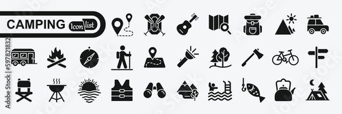 Vector camping icons.