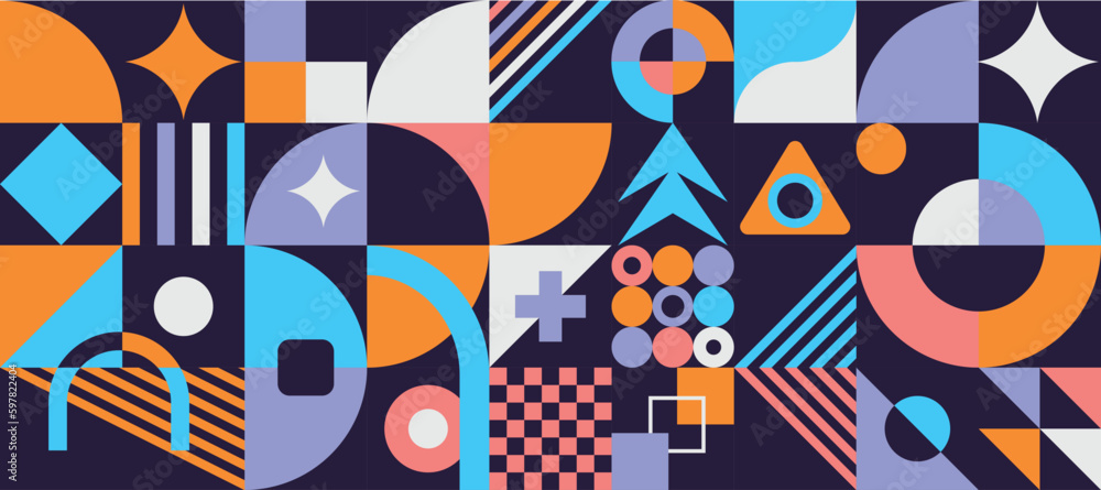 Abstract geometric pattern design in retro style. Vector illustration. Abstract geometric pattern design in retro style. Vector illustration.