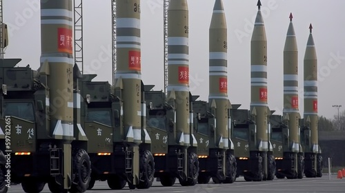 several modern chinese military ballistic nuclear rockets war threat photo