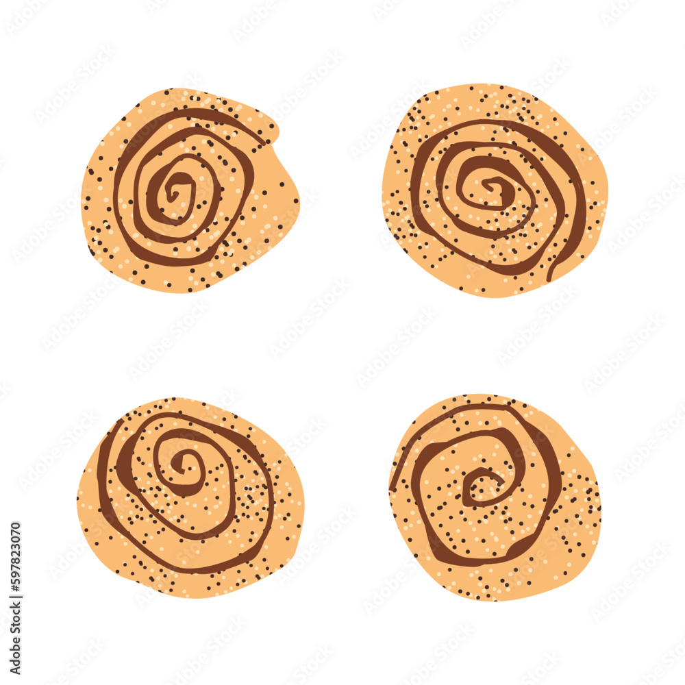 cinnamon rolls in a cartoon style isolated cinnamon rolls in a cartoon style isolated