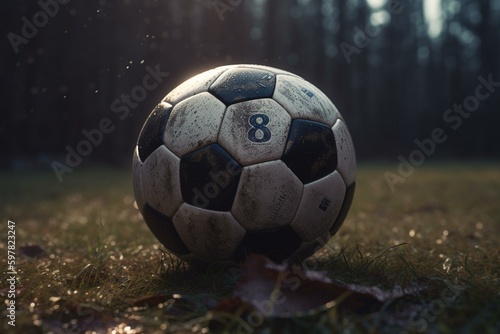 Soccer ball with number eight. Generative AI
