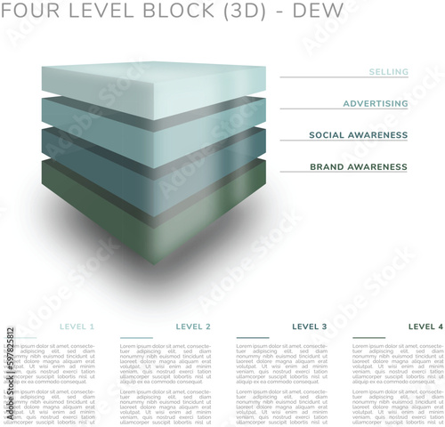Four level block (3D) - morning dew colors