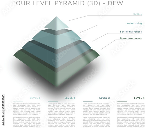 Four level pyramid (3D) - morning dew colors