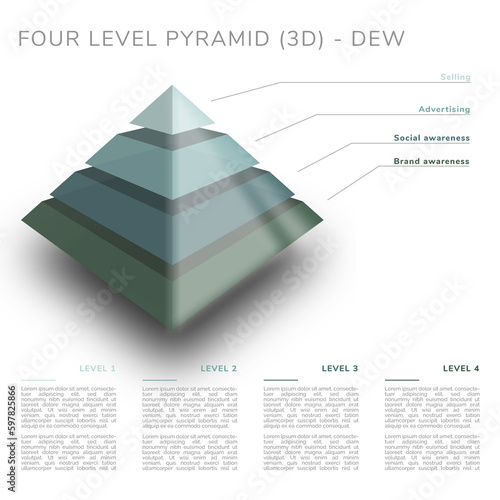 Four level pyramid (3D) - morning dew colors