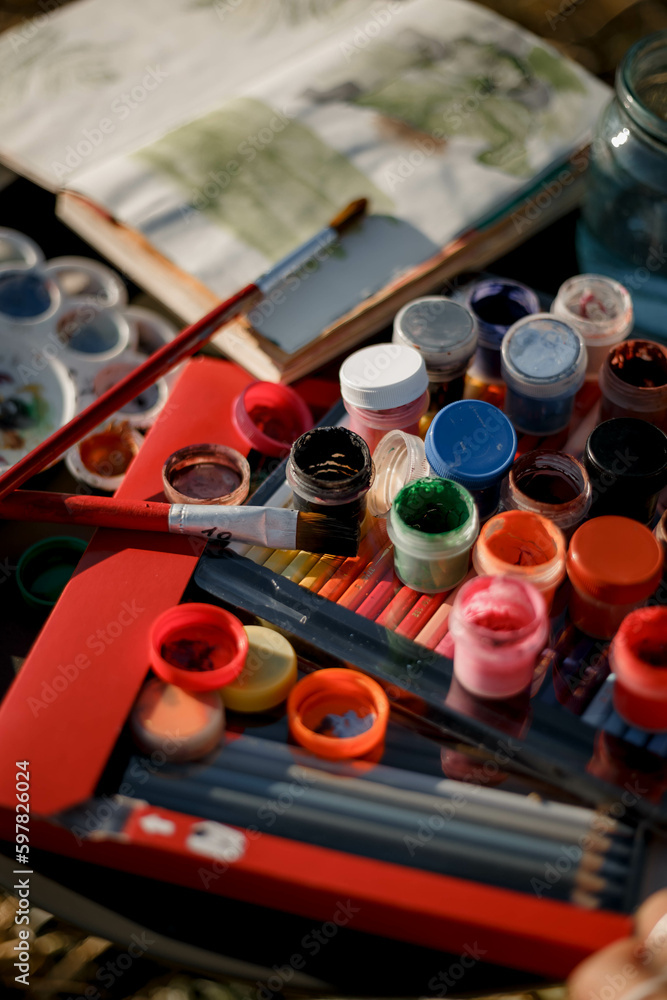 paints and brushes paints and brushes