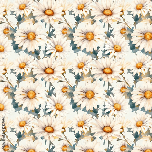 Colorful Daisy  Rose  and Other Spring Summer Flowers Seamless Pattern AI Generated 