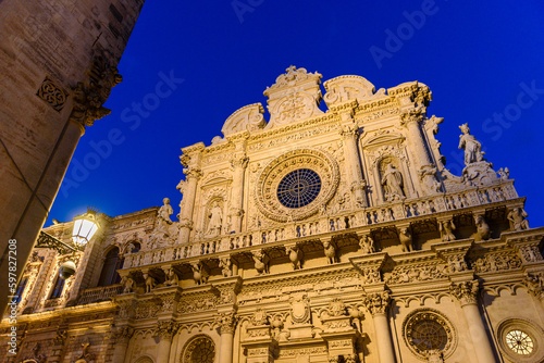 Lecce, Puglia, basilica di Santa Croce, centro storico, sera photo