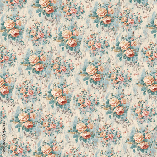 Colorful Daisy, Rose, and Other Spring/Summer Flowers Seamless Pattern AI Generated 