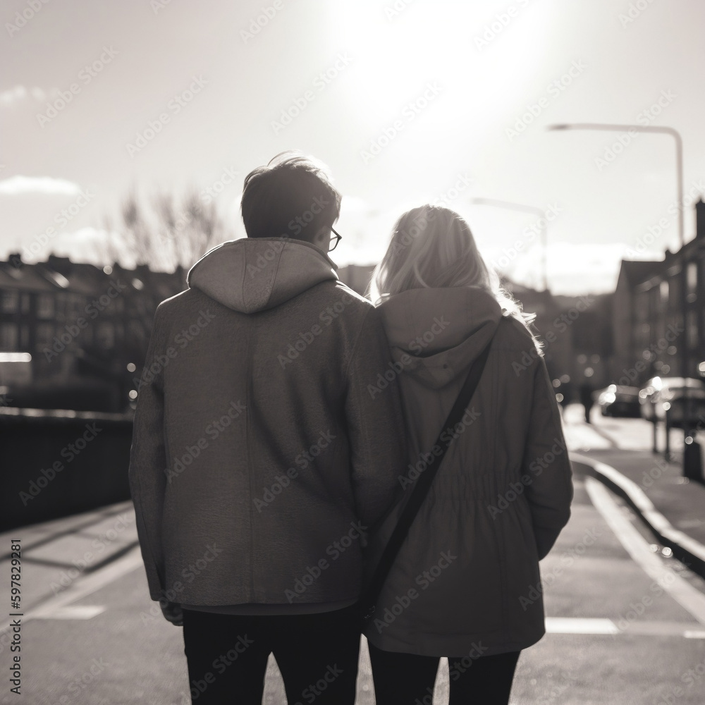 couple walking on the street couple walking on the street