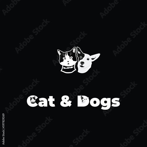 Cat and dog logo  sticker for business and company