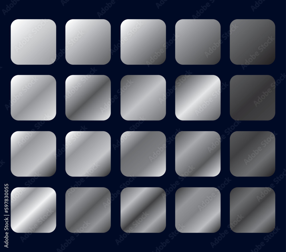 silver gradients, set of different gradients in silver tones, grayscale ...