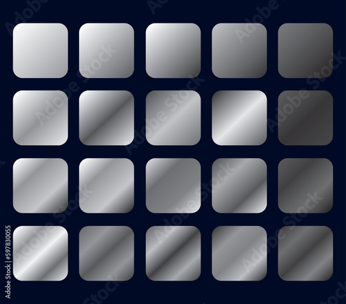 silver gradients, set of different gradients in silver tones, grayscale
