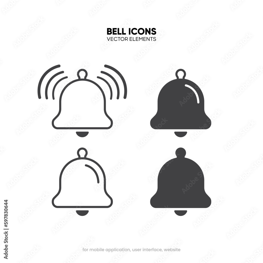 Notification bell alarm icon. Alarm symbol. Ringing bells. Incoming inbox message. Alarm clock and smartphone application alert. Social media element. New message symbol flat style. Stock vector. Notification bell alarm icon. Alarm symbol. Ringing bells. Incoming inbox message. Alarm clock and smartphone application alert. Social media element. New message symbol flat style. Stock vector.