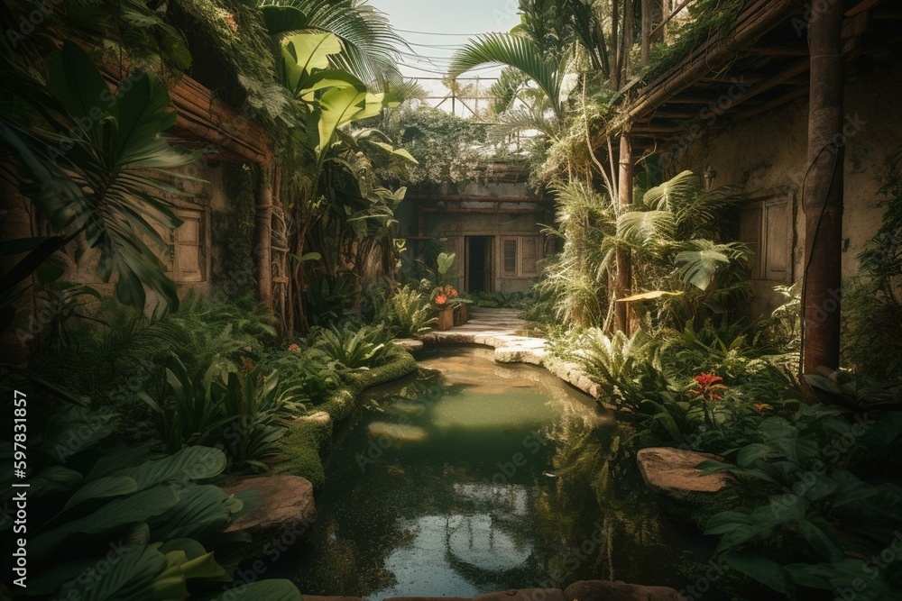 Depictions of a blissful, tropical haven. Generative AI