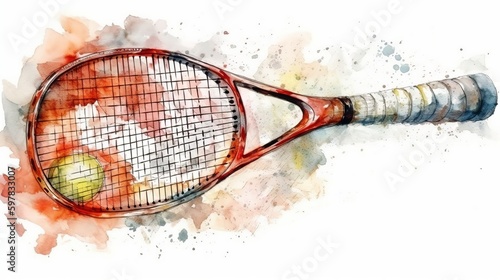 Tennis racket drawing Generative AI © Dzmitry
