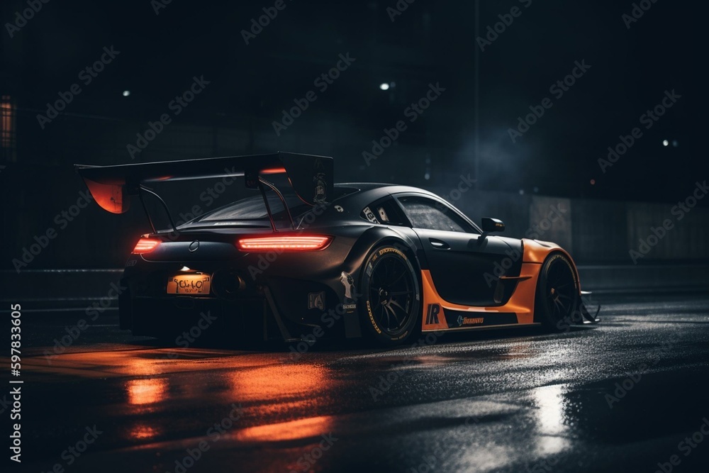 Race car at night. Generative AI