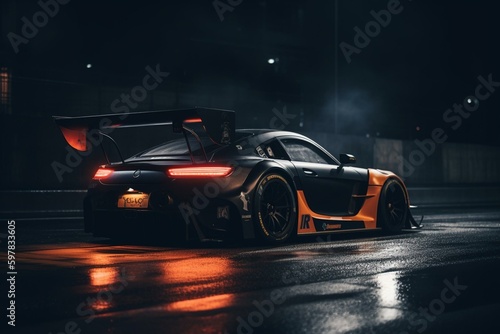 Race car at night. Generative AI