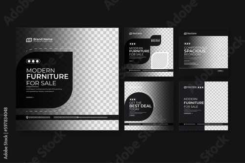 Modern Furniture social media post templates design, or modern boardroom sale Instagram post design template 