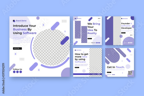 Vector flat design business workshop Instagram posts