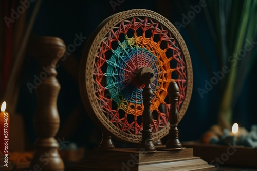 Vibrant spinning wheel. Generative AI