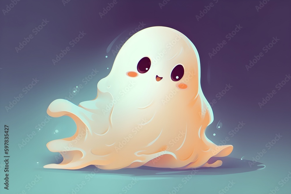 Wallpaper Illustration and background of cute and scary ghost. Front View. Concept of Halloween for kids, Halloween. Generative AI. Wallpaper Illustration and background of cute and scary ghost. Front View. Concept of Halloween for kids, Halloween. Generative AI.