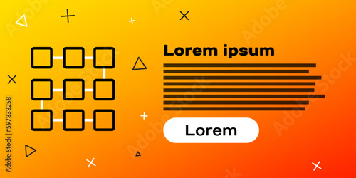 Line NFT blockchain technology icon isolated on yellow background. Non fungible token. Digital crypto art concept. Colorful outline concept. Vector