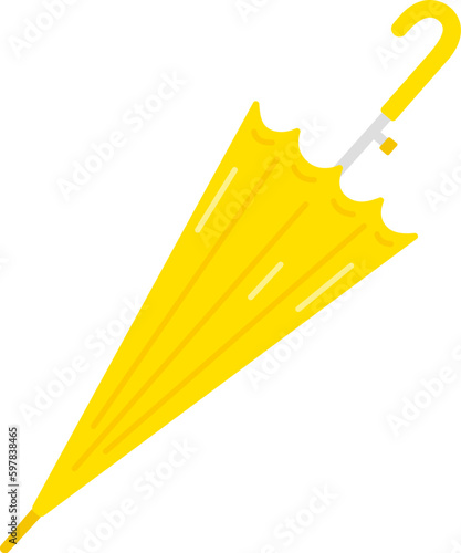 閉じた、黄色の子ども用傘のイラスト