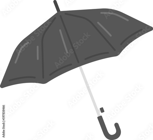 開いた、黒色の傘のイラスト