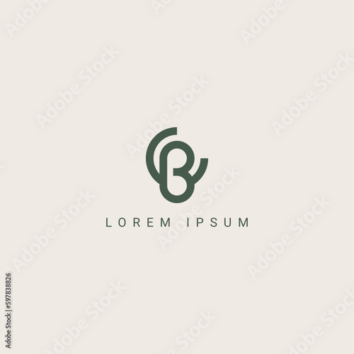 Abstract minimal letter CB BC logo icon design template elements.