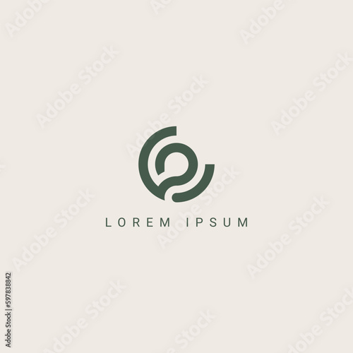 Abstract minimal letter CP PC logo icon design template elements.