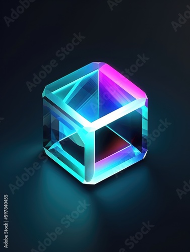 A focus icon with translucent glass isometric view. Generative AI