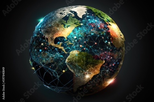 Planet Earth with network connections representing international communication