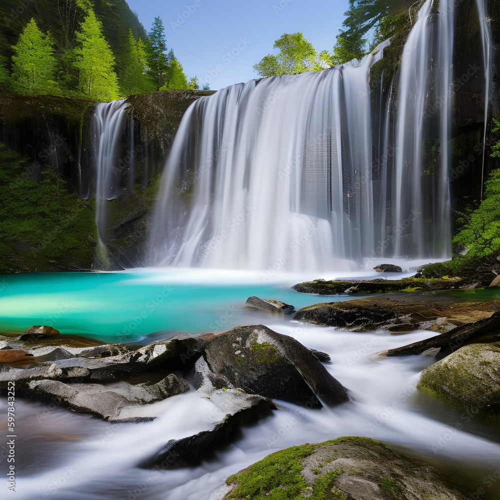 Obraz premium A smooth and flowing texture with waterfalls and cascading streams3, Generative AI