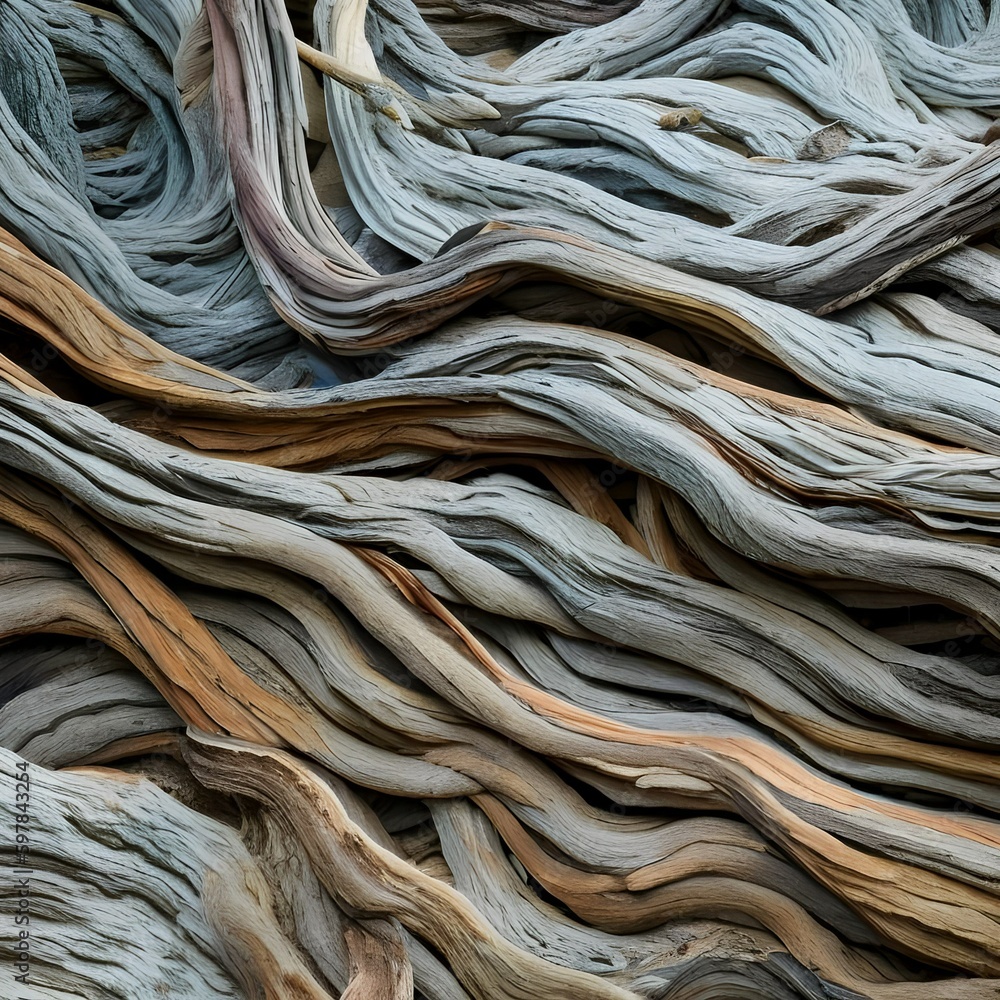 A gnarled and twisted texture with tree bark and tangled roots1, Generative AI