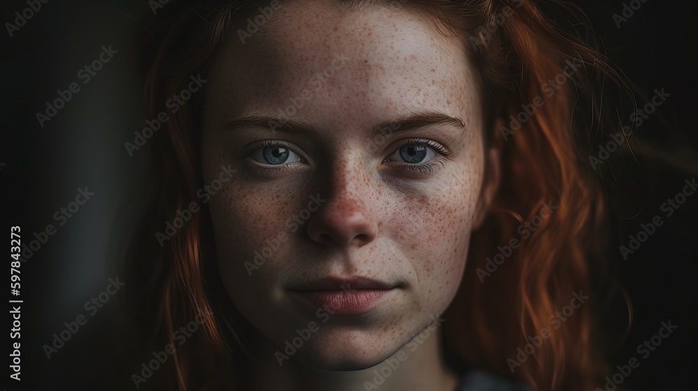 A powerful photograph of a young woman proudly displaying their unique and imperfect features, illustrating the importance of self-acceptance and embracing one s own imperfections. Generative AI