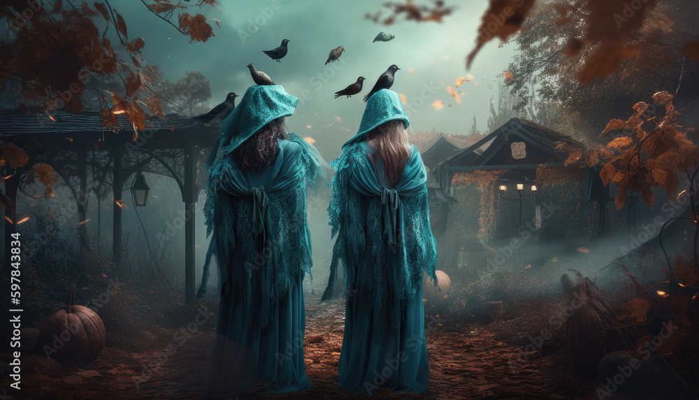 Autumn halloween background, smokey background, mysterious nocturnal scenes. Generative AI Autumn halloween background, smokey background, mysterious nocturnal scenes. Generative AI