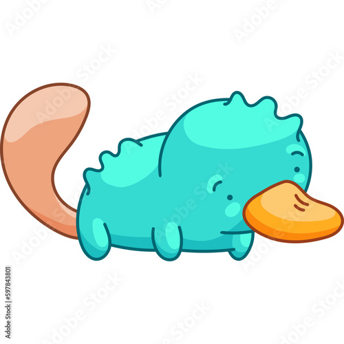 Platypus in Kawaii Style, cute Cartoon Character