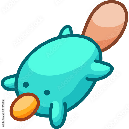 Platypus in Kawaii Style, cute Cartoon Character