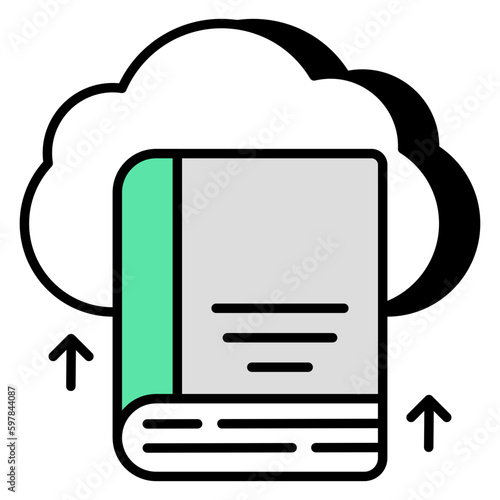 An editable design icon of cloud book