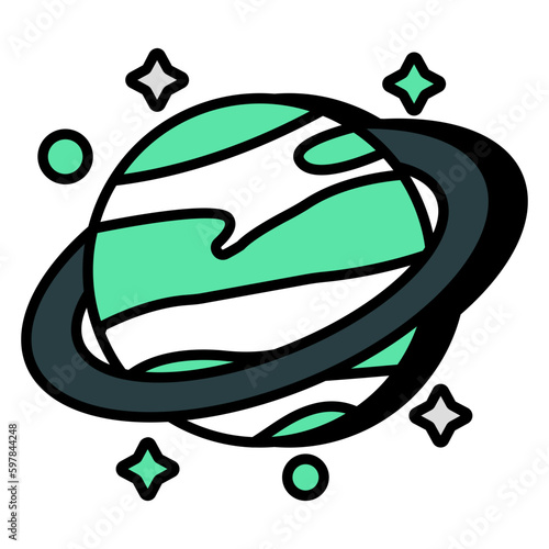 Editable design icon of revolving planet 
