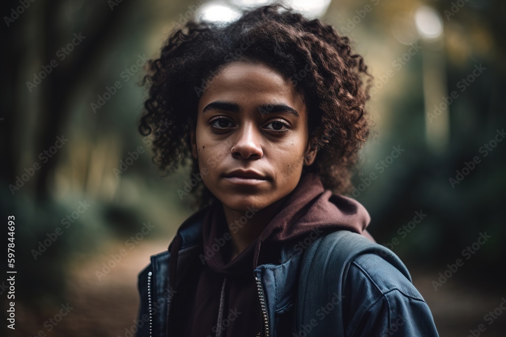 Confident portrait of young balck woman looking at camera. Generative AI Confident portrait of young balck woman looking at camera. Generative AI